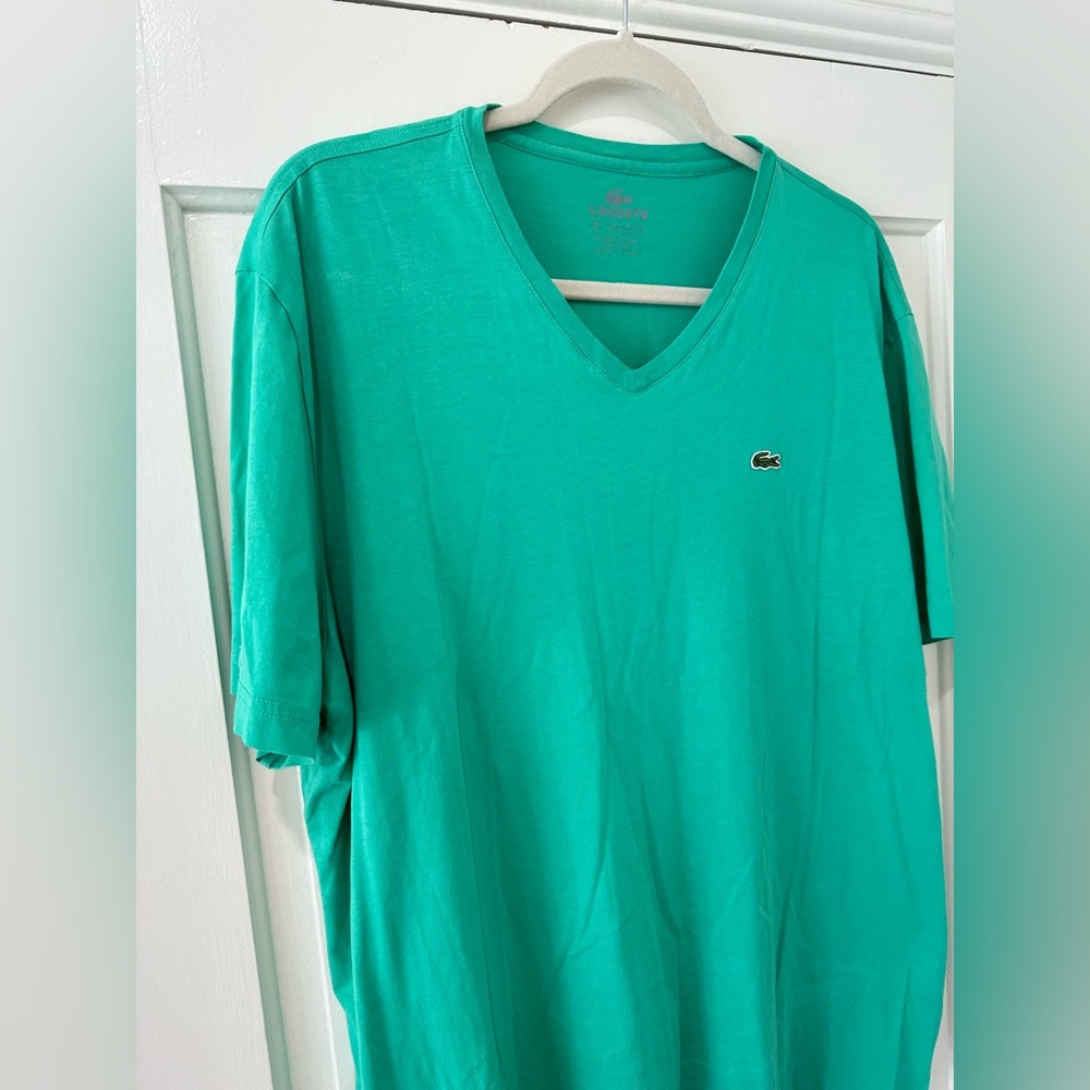Lacoste men’s green v neck tee shirt t